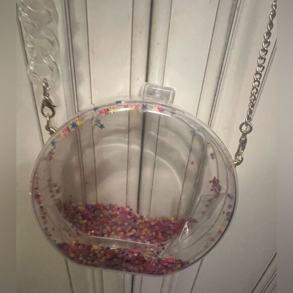 Clear iridescent Clutch HandBag-Confetti glitter - Picture 12 of 13